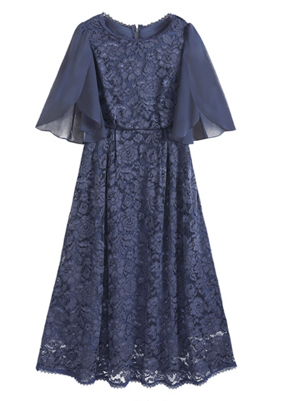 「秋季新品 」「3色」S-2XL 品質披肩袖收腰 | 蕾絲洋裝