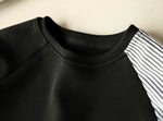 「兩色」「秋季新品 」 S-2XL 拼接條紋寬鬆衛衣