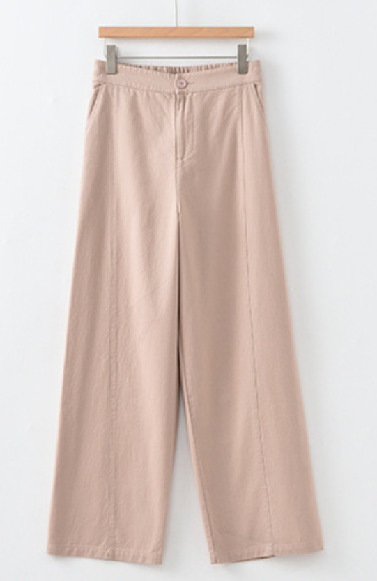 「兩色」「秋季新品 」 M-2XL 高腰垂墜感寬鬆闊腿褲