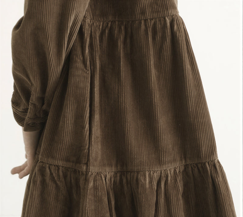「秋季新品 」 M-2XL 娃娃領寬鬆層次長袖洋裝