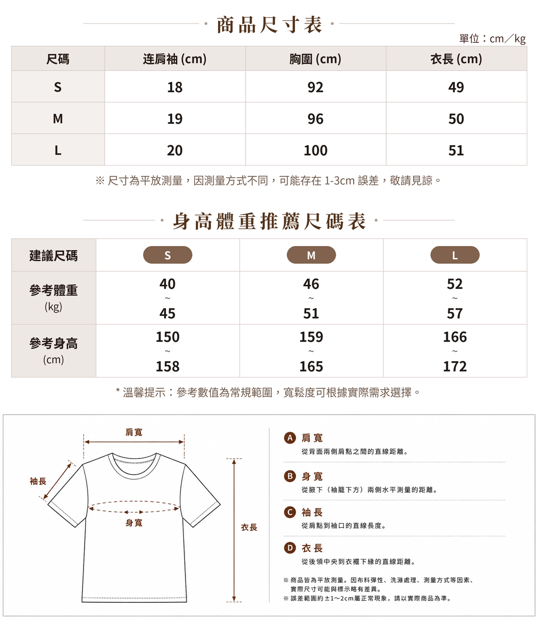 S-L 清凉夏日 | 碎花圖案 法式短袖層次襯衫 size chart 1