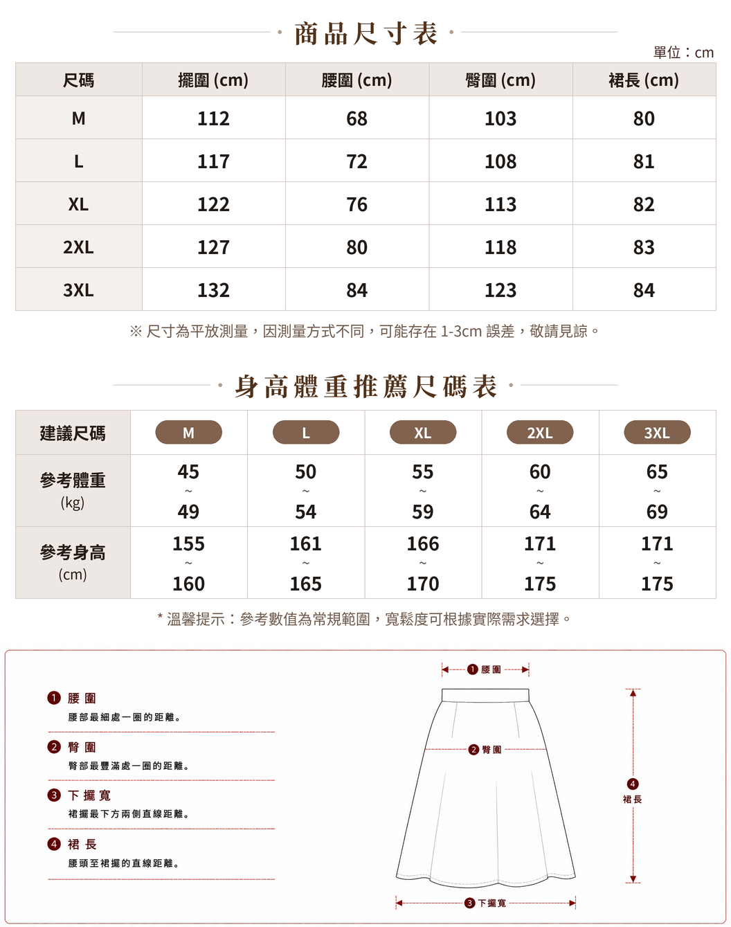 M-3XL 高腰顯瘦開衩 | 牛仔中長半身裙 size chart 1