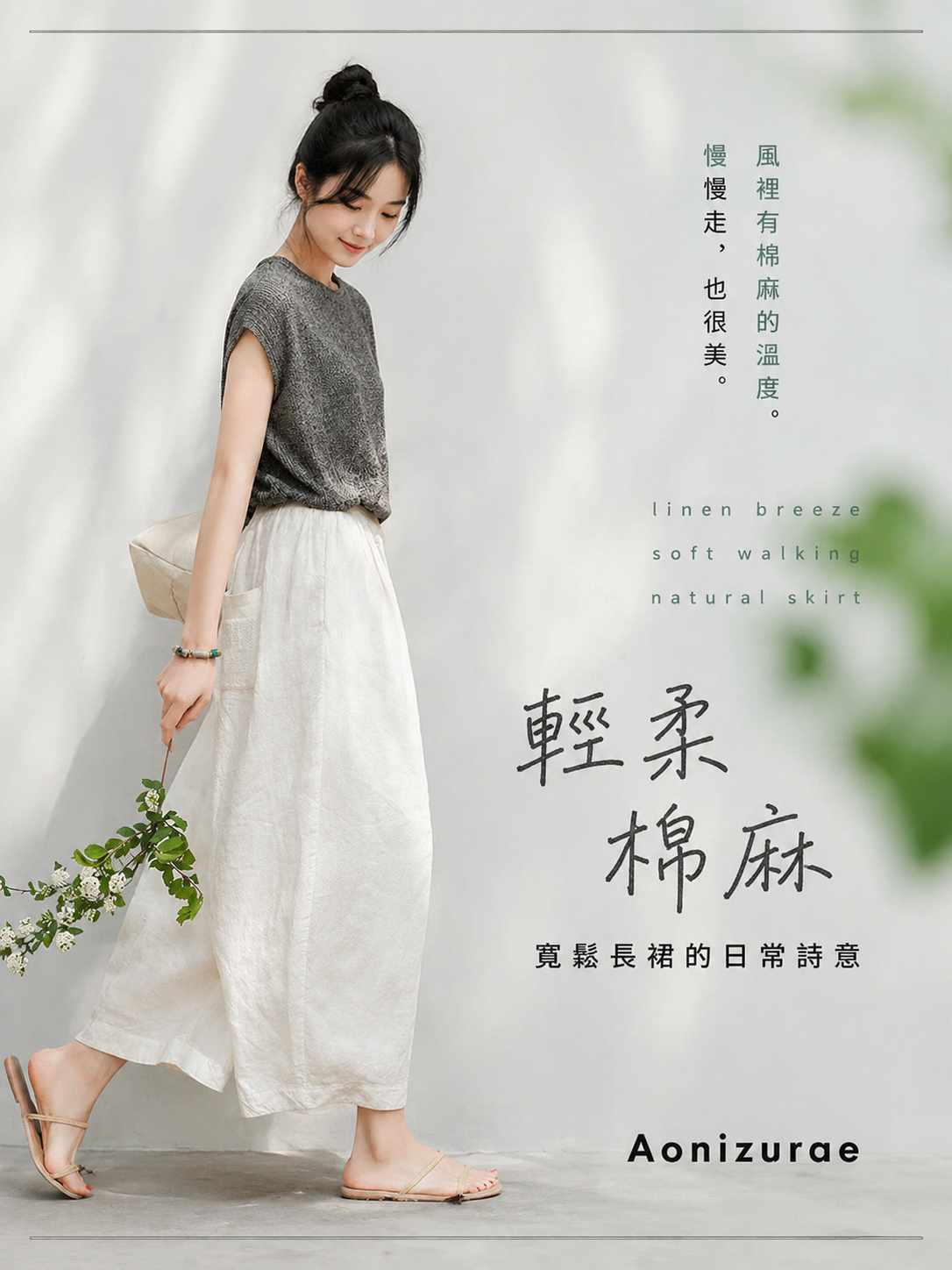 九分寬鬆鬆緊腰文藝風 | 燈籠褲棉麻長褲