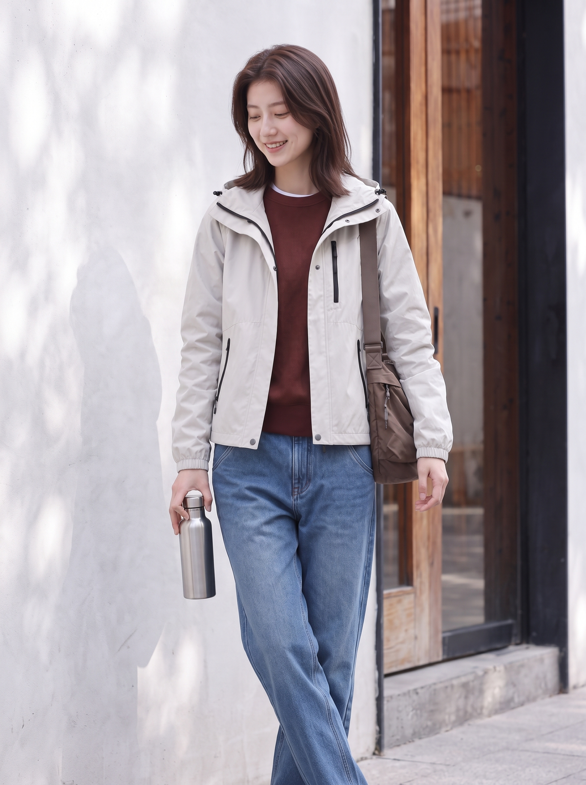 「秋季新品 」「兩色」S-2XL 連帽短版立體剪裁機能外套