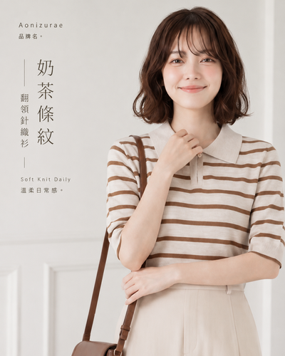 親膚彈力纖維 溫柔設計感條紋上衣 修飾肩型短袖
