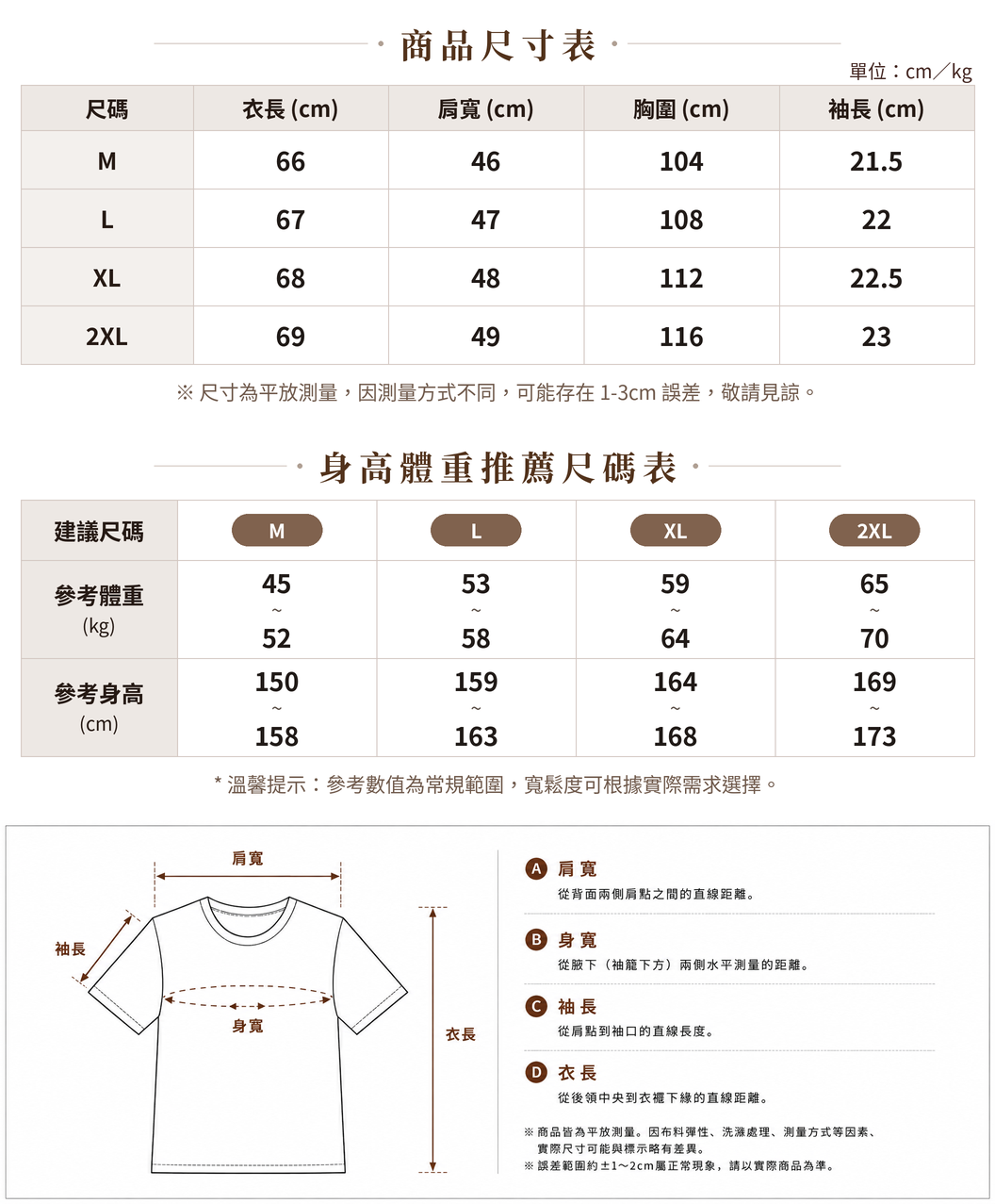 M-2XL 全棉休閒 | 鏤空花邊圓領短袖T恤 size chart 1