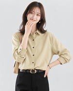 「兩色」「秋季新品 」M-2XL 品質燈芯絨襯衫長袖 | 寬鬆落肩翻領襯衫