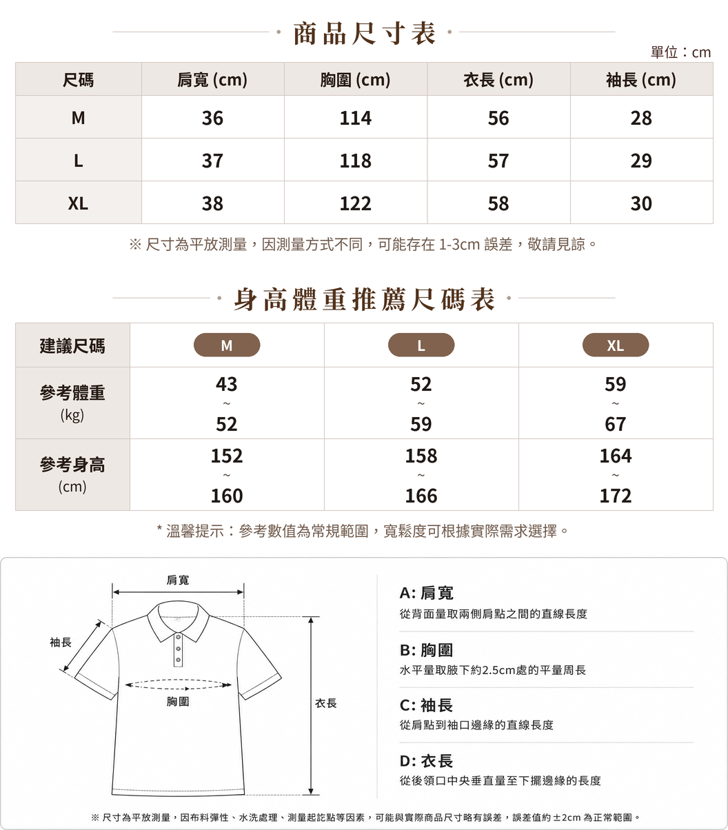 純棉甄選舒適透氣 | 白色蕾絲花邊寬鬆短袖襯衫 size chart 1