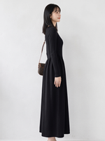「秋季新品 」「兩色」高腰抓褶羅紋針織洋裝