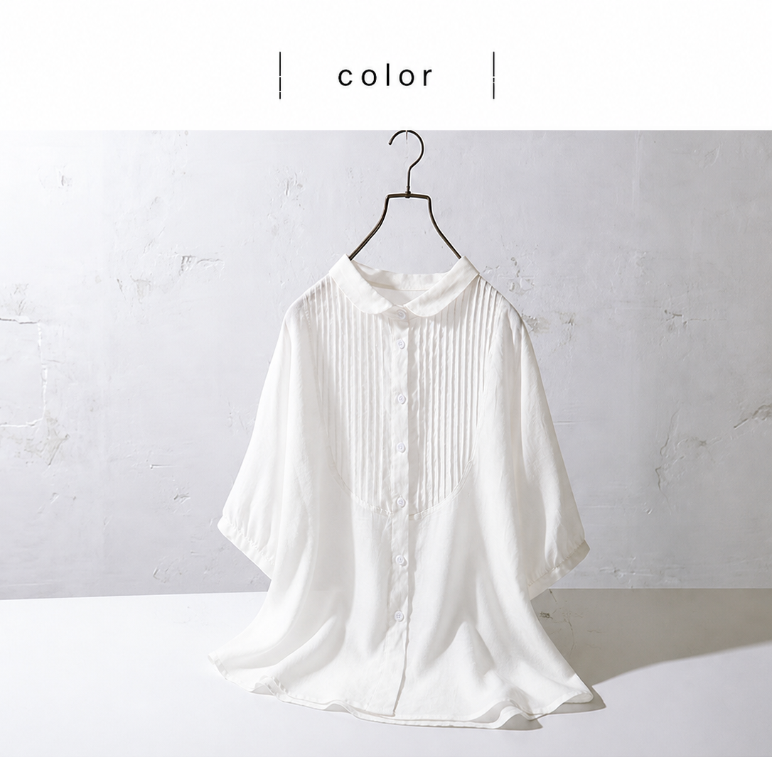 「3色」M-2XL 七分袖苧麻襯衫 法式琴褶文藝復古寬鬆棉麻上衣