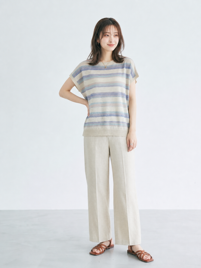 「兩色」M-XL 柔軟舒適橫條紋 | 落肩寬鬆針織衫