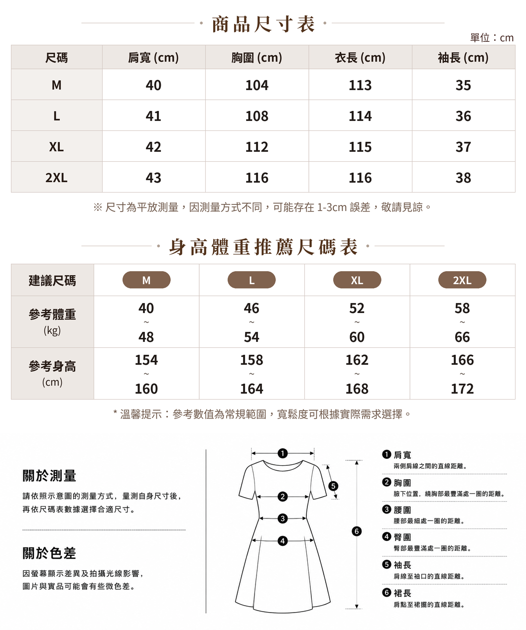 M-2XL 黑色格紋拼色 | Polo領收腰洋裝 size chart 1