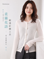 「秋季新品 」「兩色」花朵鈕扣V領針織衫