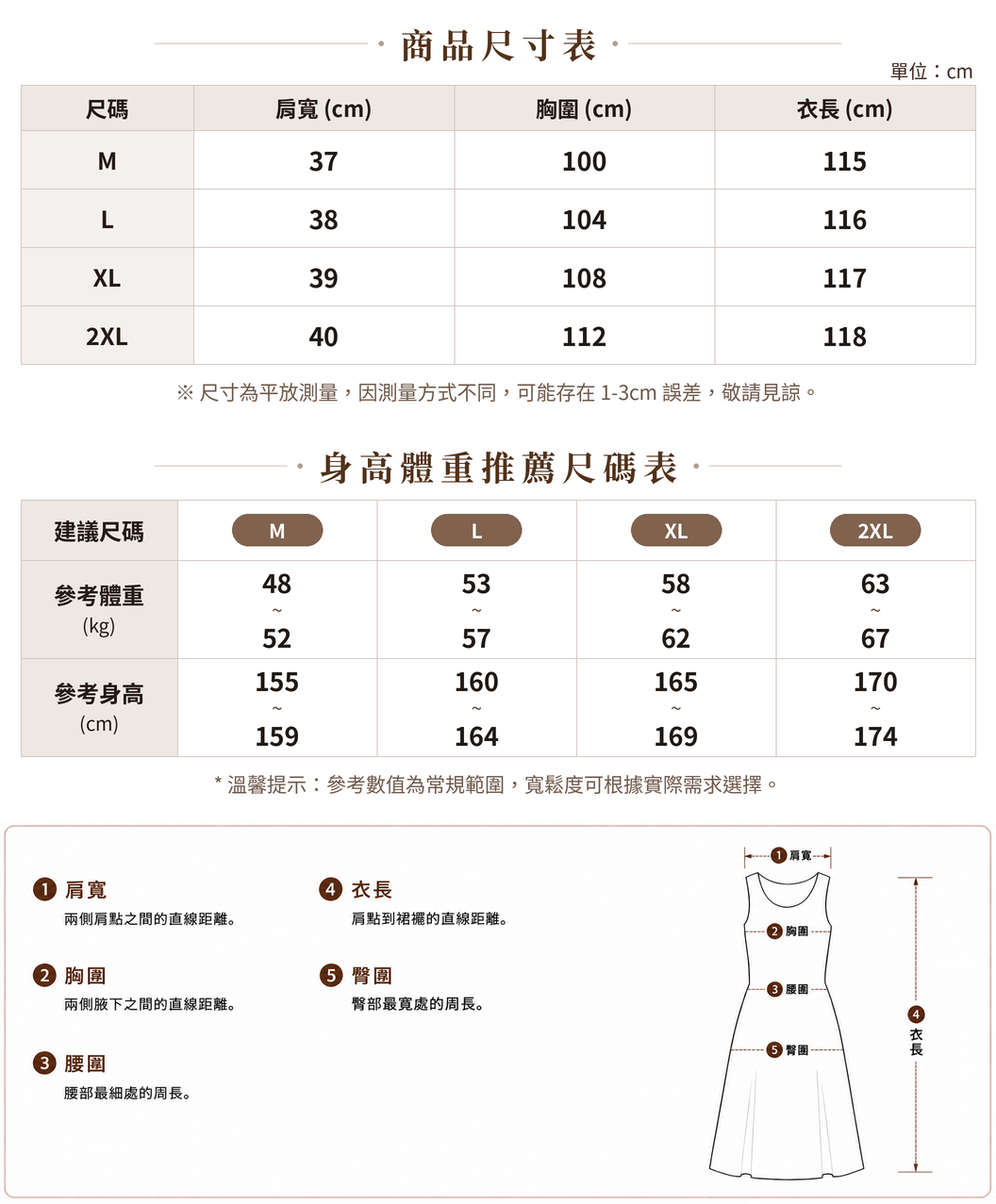 M-2XL V領收腰印花背心洋裝 size chart 1