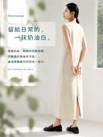 V領立體分割線極簡無袖洋裝
