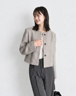 「秋季新品 」圓領立體肩線短版外套