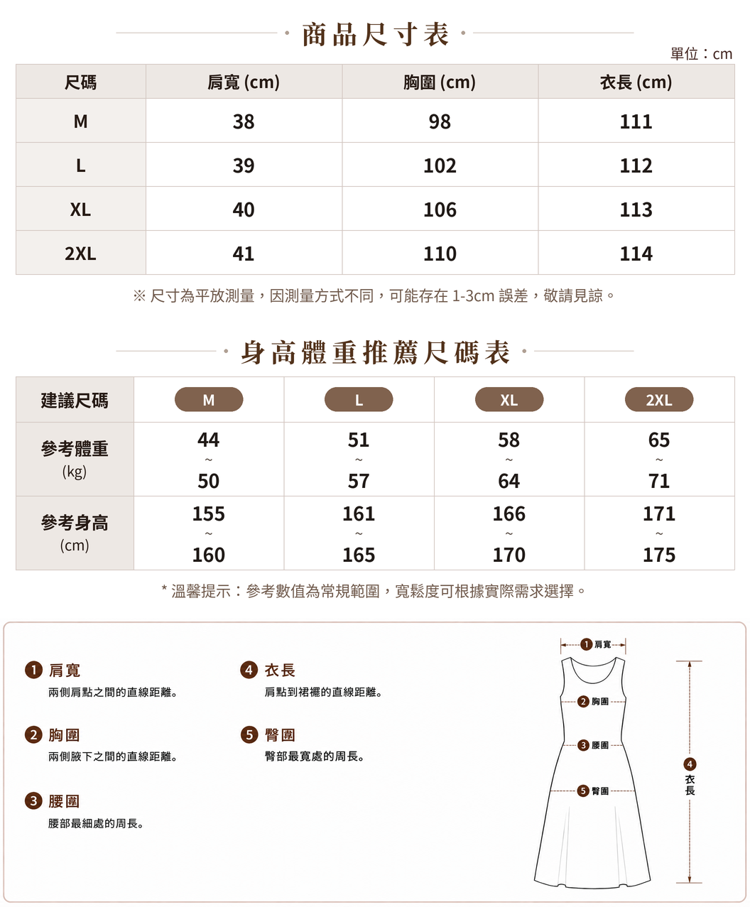 M-2XL 綁帶圓領 分層蛋糕裙 飄逸無袖背心洋裝 size chart 1