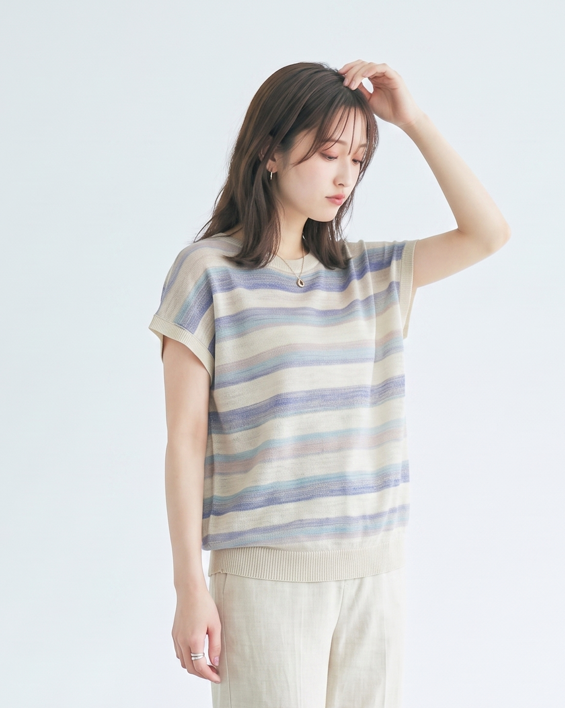 「兩色」M-XL 柔軟舒適橫條紋 | 落肩寬鬆針織衫
