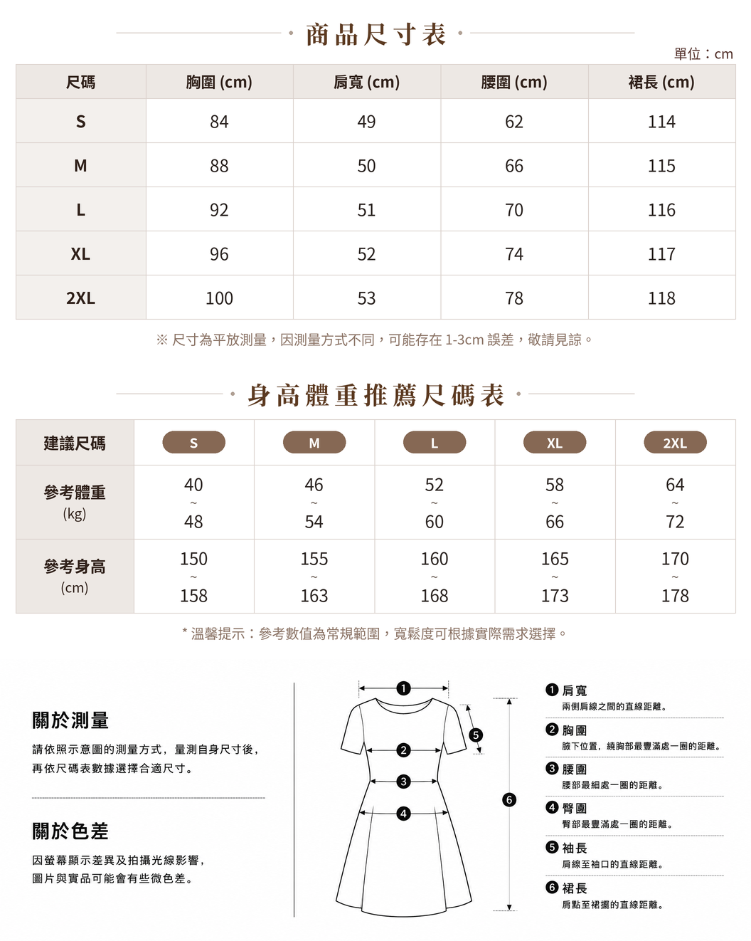 「兩色」S-2XL 高級感漸變色 | 立領V開衩打褶裙擺收腰茶歇洋裝 size chart 1