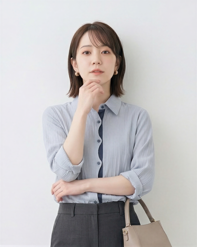 撞色門襟直紋肌理襯衫