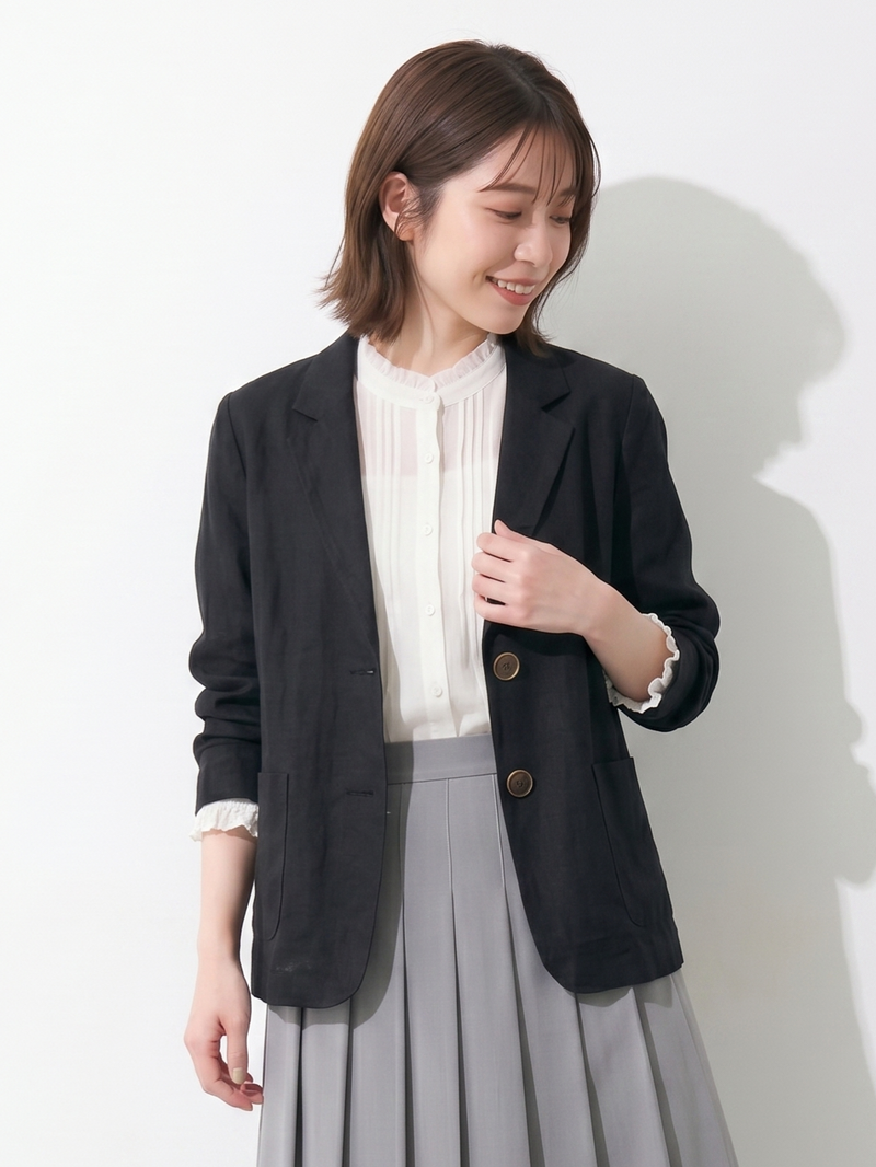 「多色」M-2XL 棉麻單排扣翻領短版西裝外套