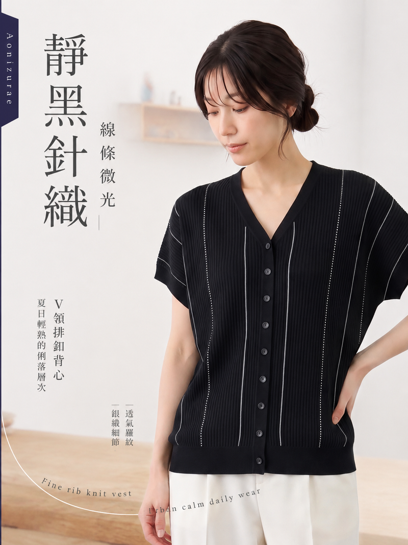 V領直紋寬鬆開襟衫