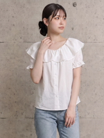 S-XL 白色一字肩 | 荷葉邊襯衫