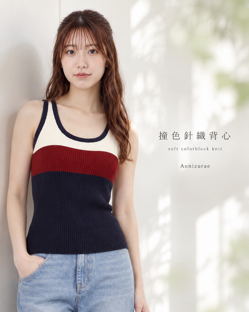 S-XL 夏日清爽氣質撞色條紋 | 針織背心