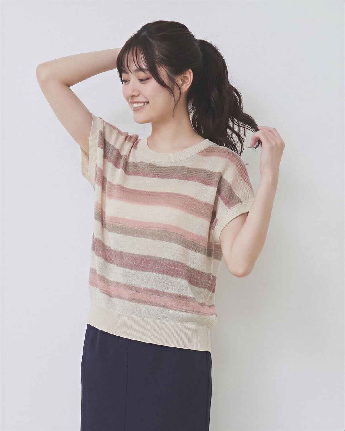「兩色」M-XL 柔軟舒適橫條紋 | 落肩寬鬆針織衫