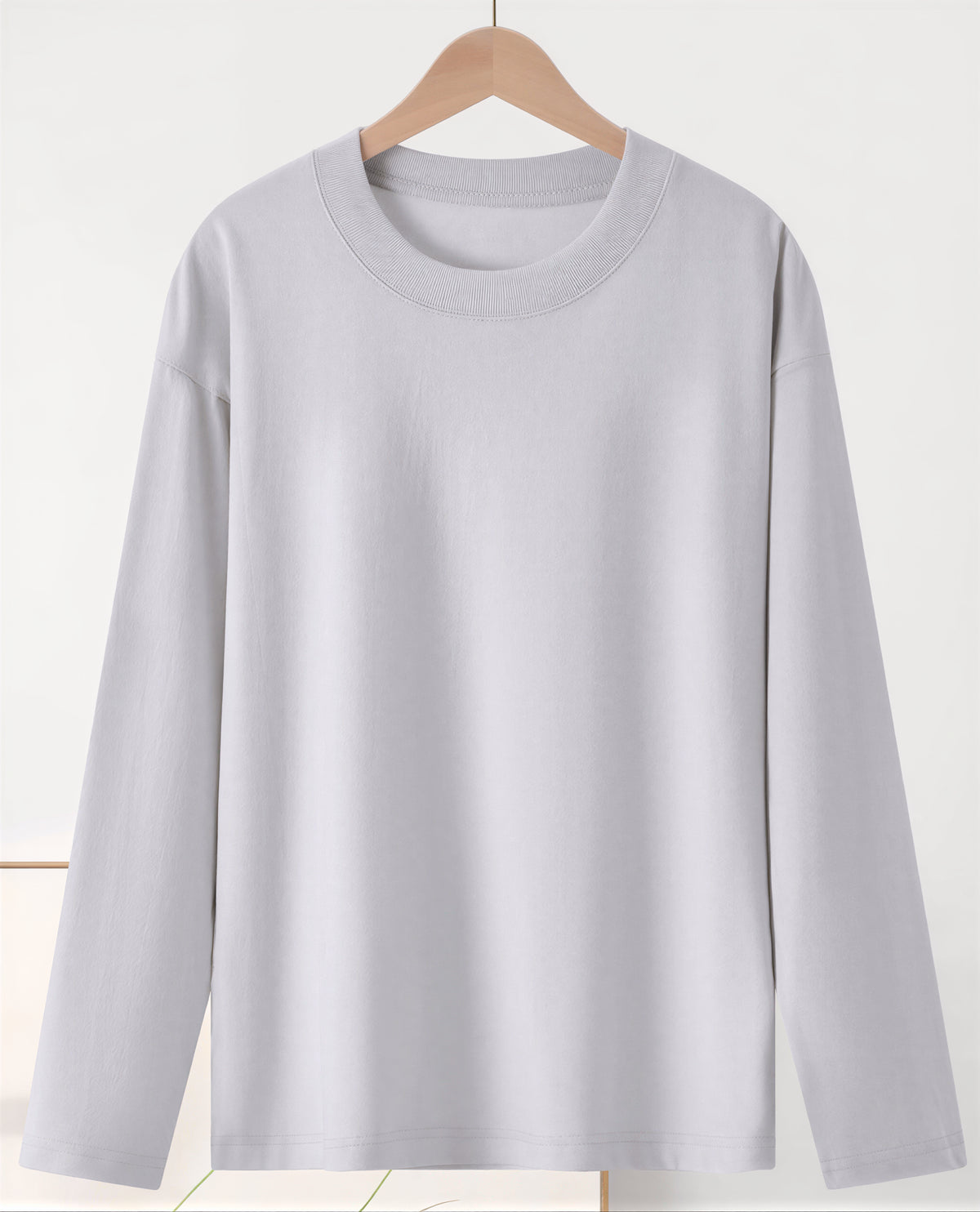 「4色」S-4XL 圓領落肩寬鬆長袖T恤