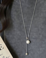 可調節流蘇圓珠長款毛衣鍊項鍊