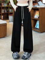 「多色」「秋季新品 」S-2XL 高腰抽繩寬褲衛褲