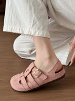 復古編織感 露趾鏤空 平底包頭涼鞋