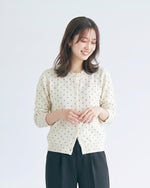 「秋季新品 」波點提花 | 短版修身針織開襟衫