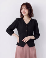 「秋季新品 」 S-XL V領收腰不規則下襬襯衫