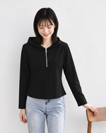 「秋季新品 」「多色」半拉鍊連帽修身衛衣