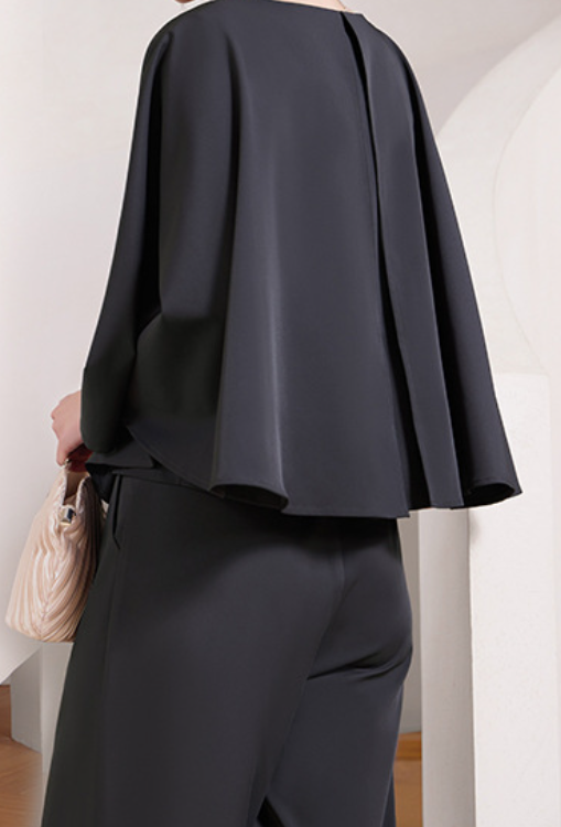 「秋季新品 」「多色」S-2XL 品質兩件式 斗篷袖上衣+長褲 套裝