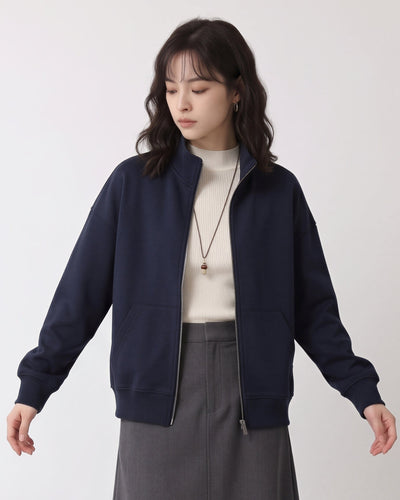 「秋季新品 」立領寬鬆拉鍊連帽外套