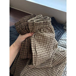 「秋季新品 」「4色」S-XL 寬鬆闊腿格紋運動褲