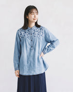 「秋季新品 」 M-2XL 刺繡立領寬鬆襯衫