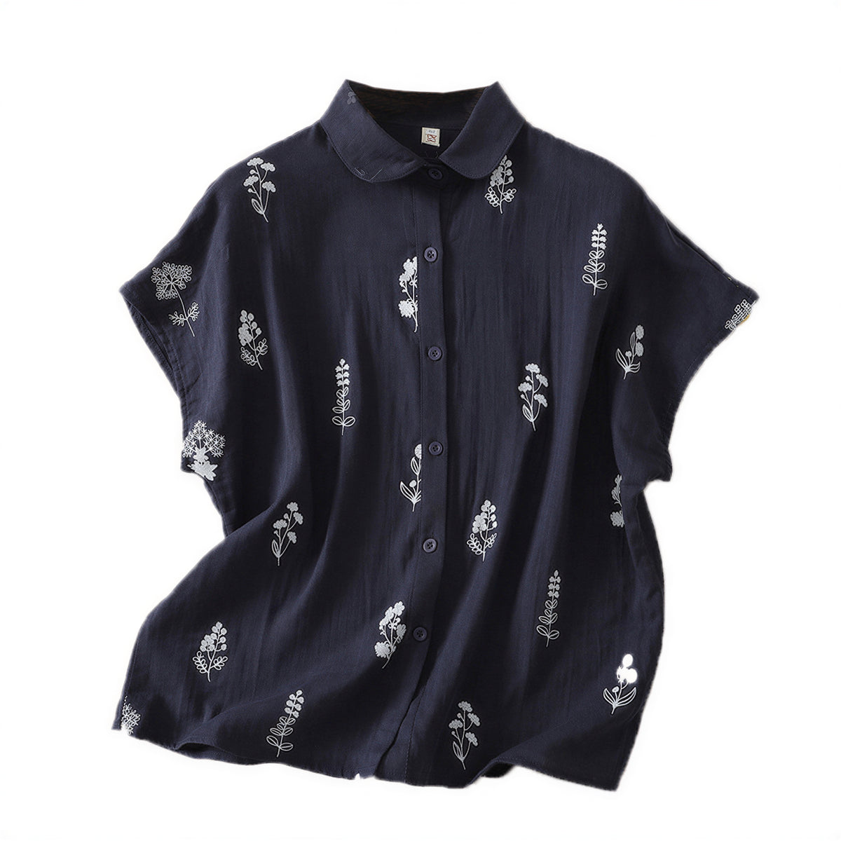 「兩色」M-3XL 小圓領 | 印花寬鬆短袖襯衫