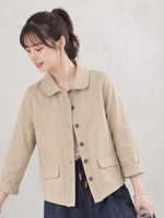 「兩色」「秋季新品 」M-2XL 翻領單排扣寬鬆外套