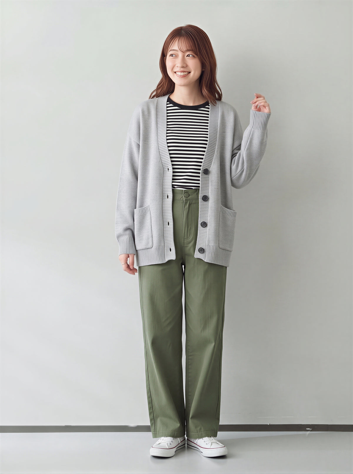 「秋季新品 」「3色」寬鬆落肩大口袋針織開襟衫