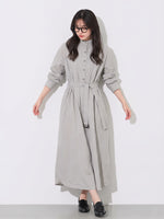 「秋季新品 」M-L 立領綁帶寬鬆襯衫洋裝