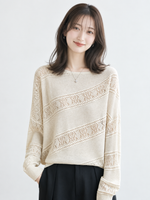 「秋季新品 」「兩色」斜紋拼接寬鬆針織衫