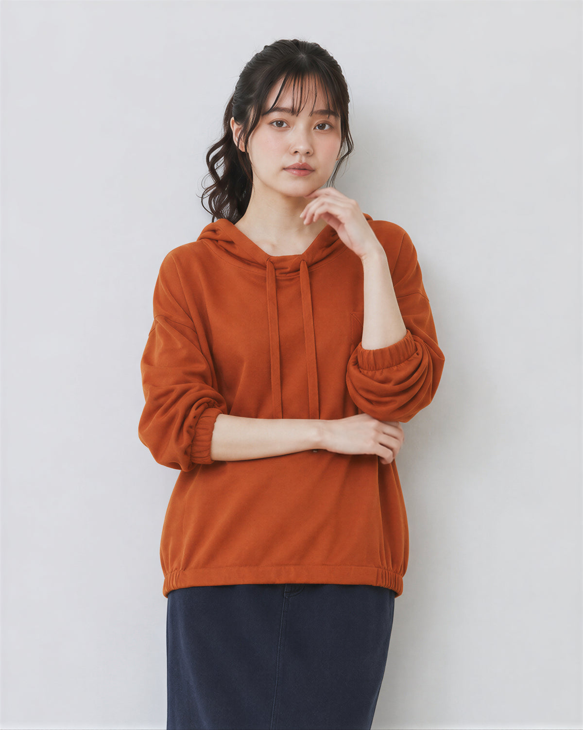 「秋季新品 」大碼寬鬆落肩抽繩連帽衛衣
