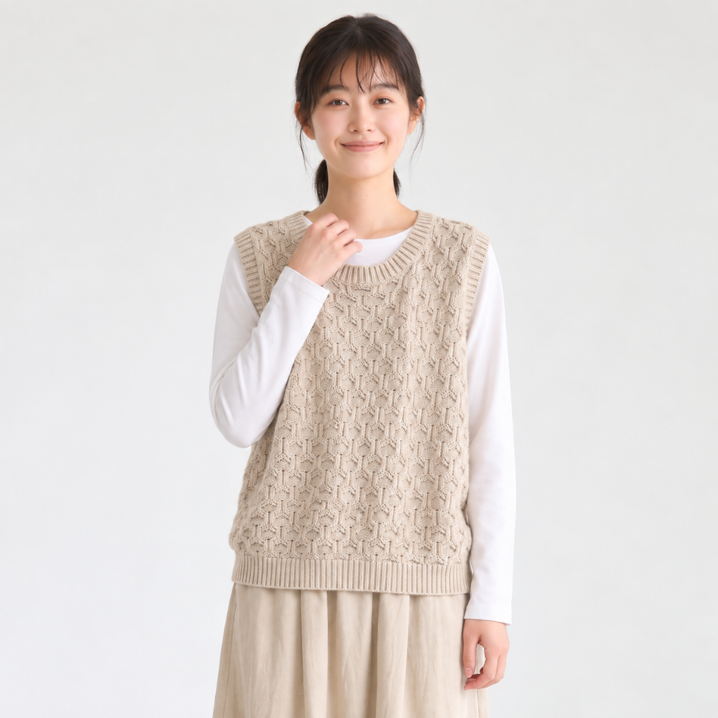 「秋季新品 」「兩色」提花肌理寬鬆背心
