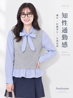 S-L 蝴蝶結拼接收腰假兩件上衣