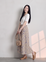 碎花綁帶鬆緊腰A字半身裙