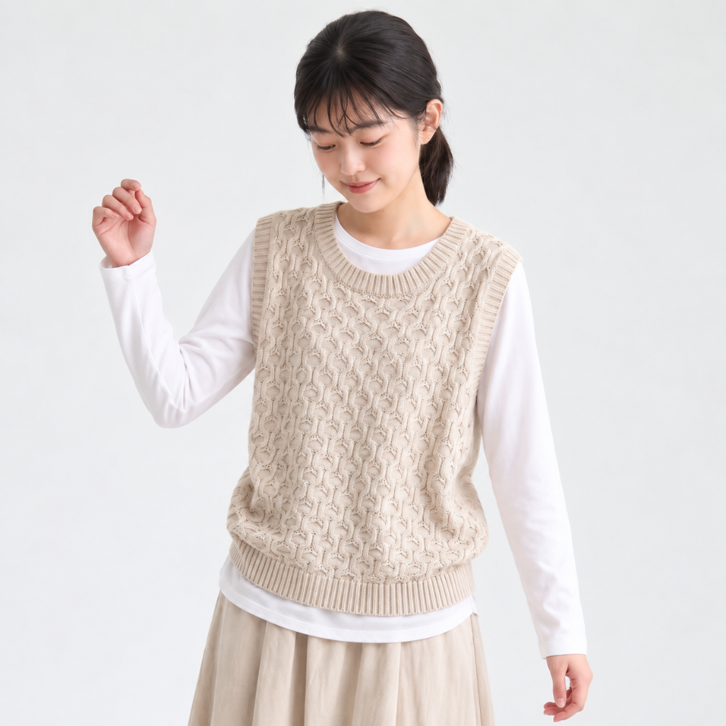 「秋季新品 」「兩色」提花肌理寬鬆背心